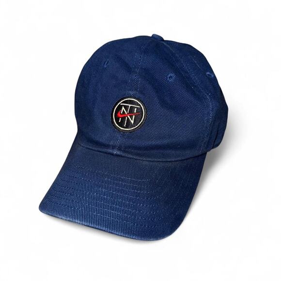 80s Nike Town USA Nike Swoosh Circle Logo Adjustable Strap-back Baseball Hat - Picture 1 of 7